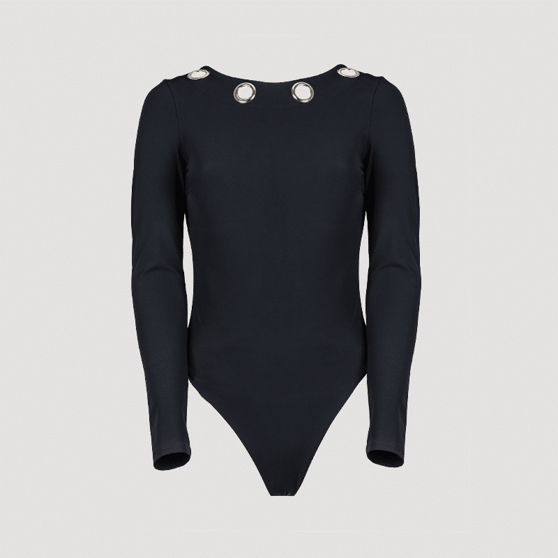 Moonstone Black Backless Swimsuit