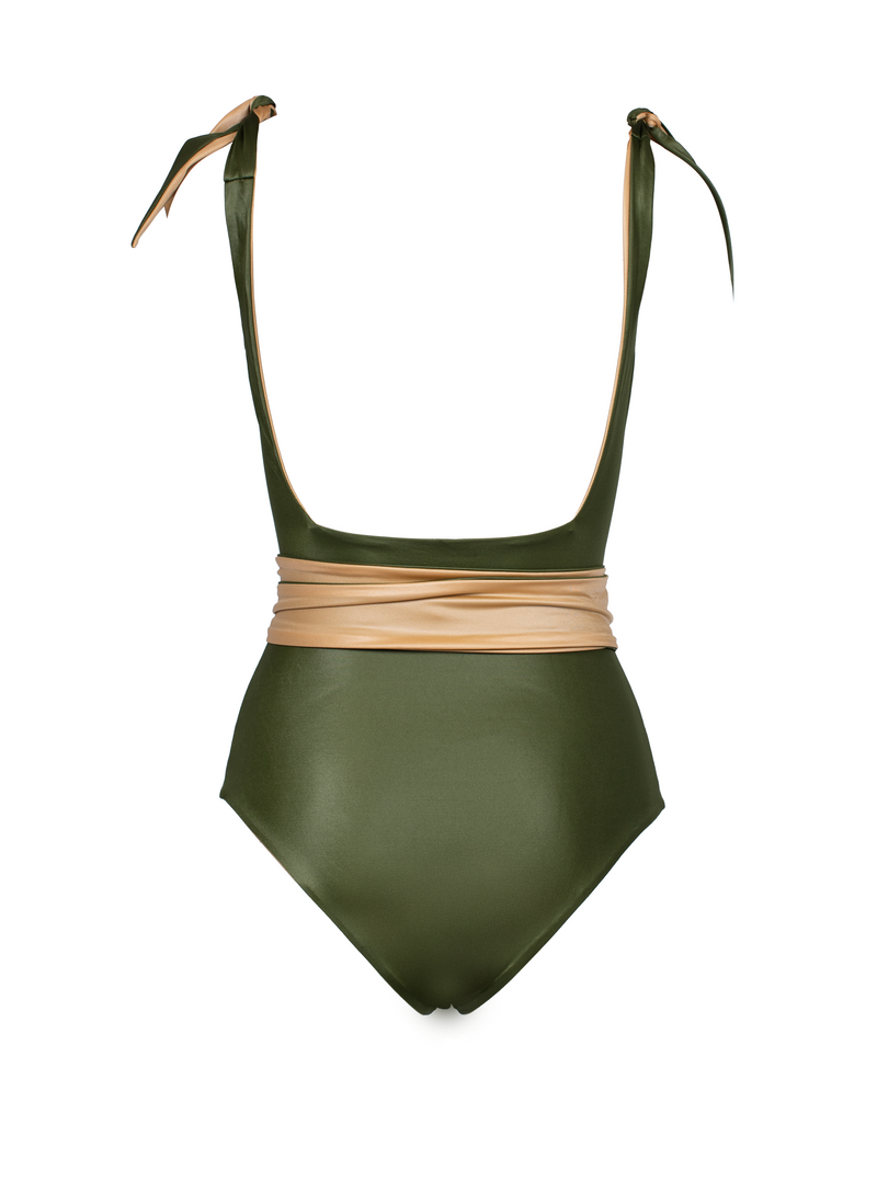 Howlite Reversible Green/Gold Swimsuit With Belt