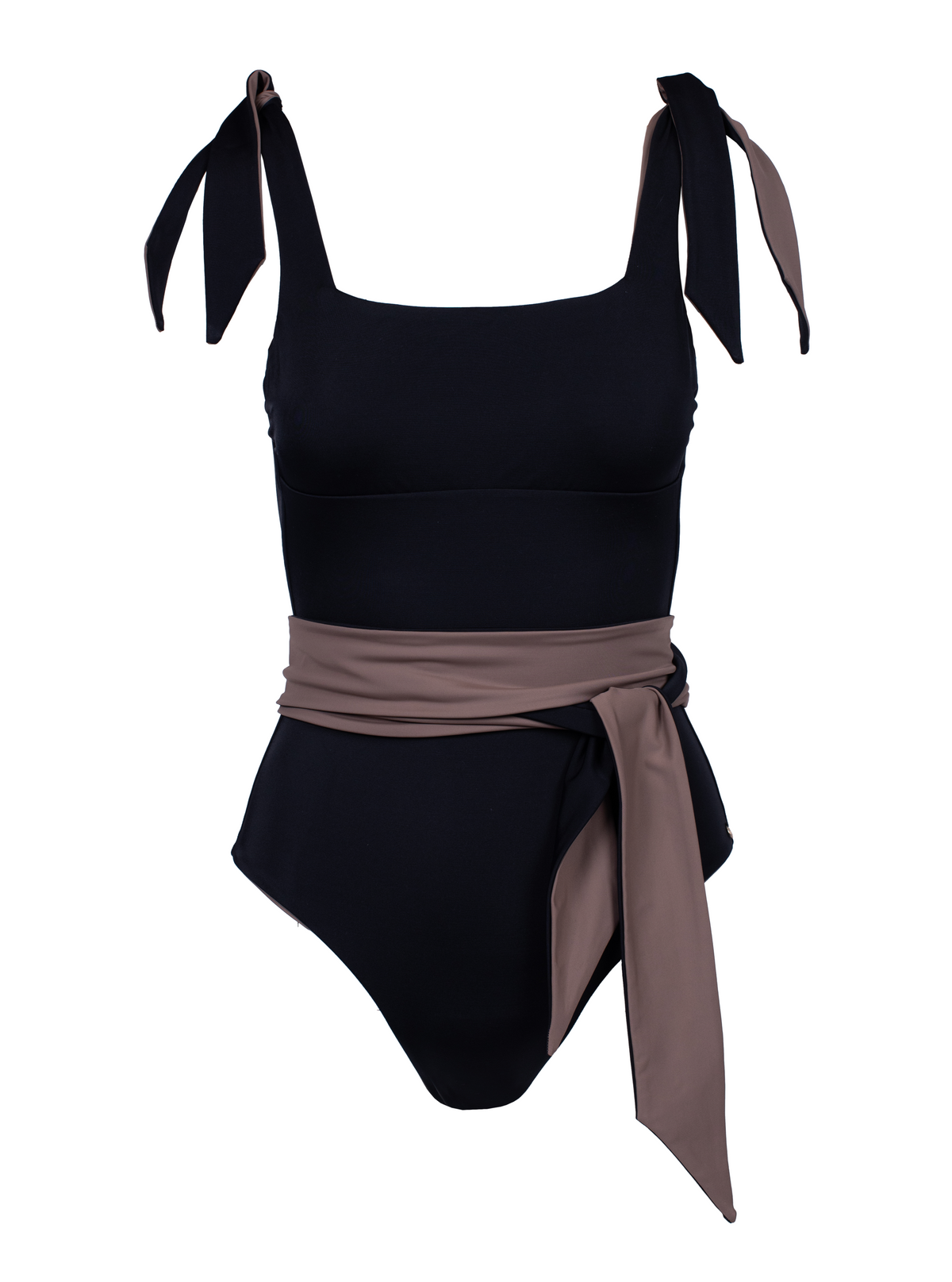 Howlite Reversible Black/Beige Swimsuit With Belt