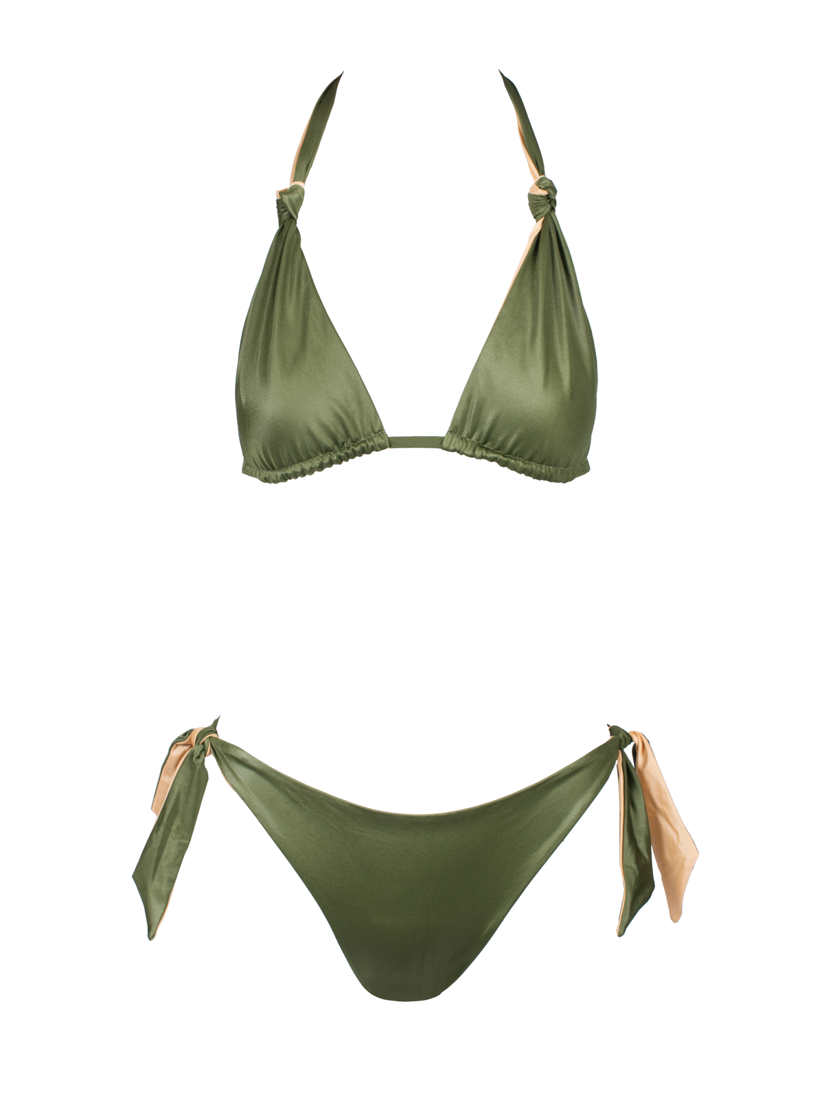Fluorite Reversible Green/Gold V Neck Bikini Top