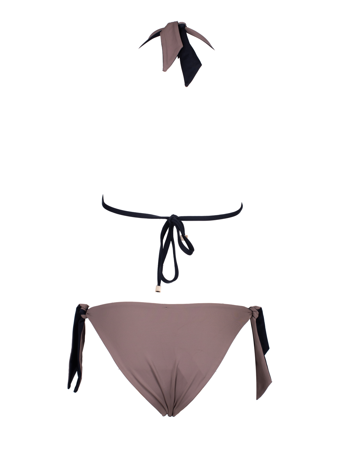 Fluorite Reversible Black/Beige V Neck Bikini Top