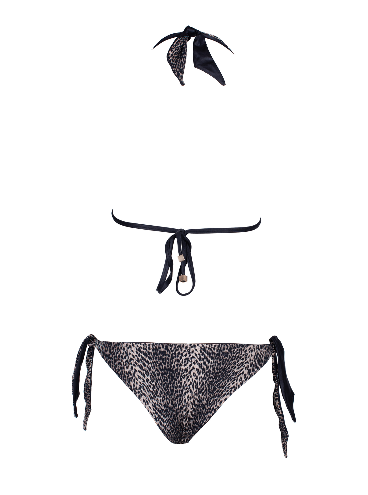Fluorite Reversible Black/Leopard V Neck Bikini Top