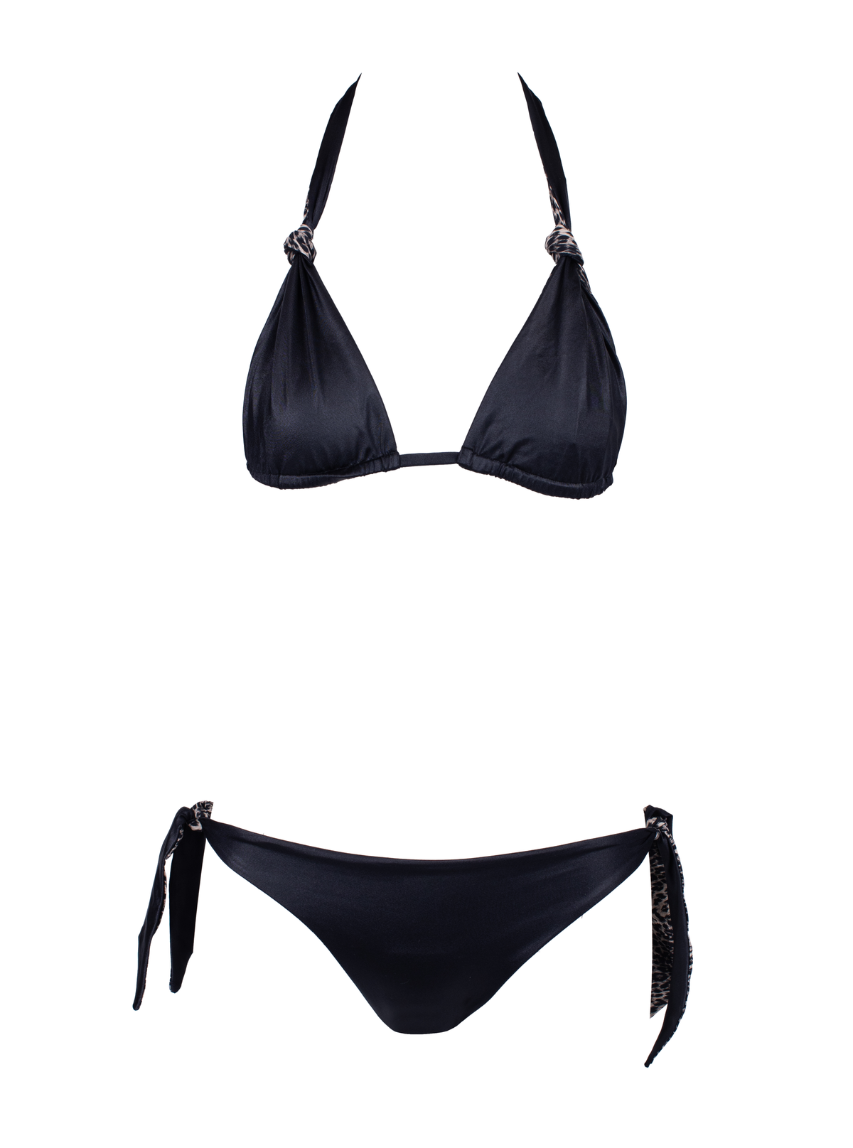 Fluorite Reversible Black/Leopard Side-Tie Bikini Bottom