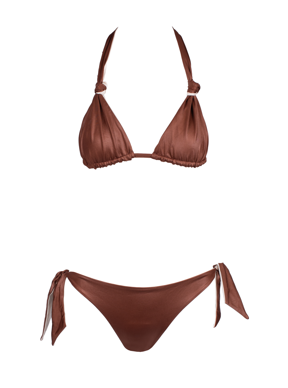 Fluorite Reversible Brown/Ivory Side-Tie Bikini Bottom