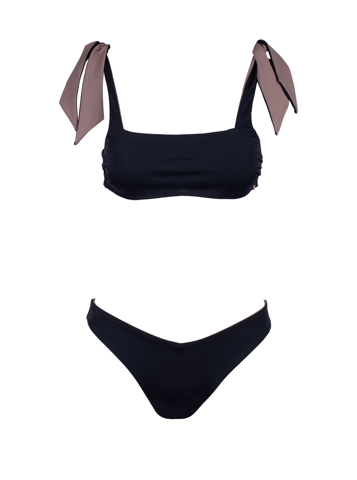 Sodalite Reversible Black/Beige V Cut Bikini Bottom
