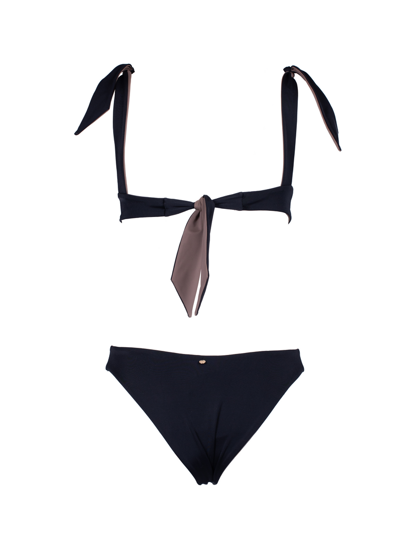 Sodalite Reversible Black/Beige V Cut Bikini Bottom