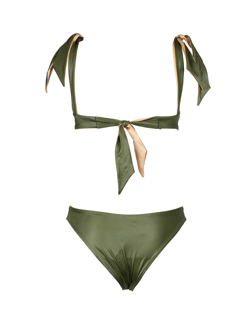 Sodalite Reversible Green/Gold V Cut Bikini Bottom