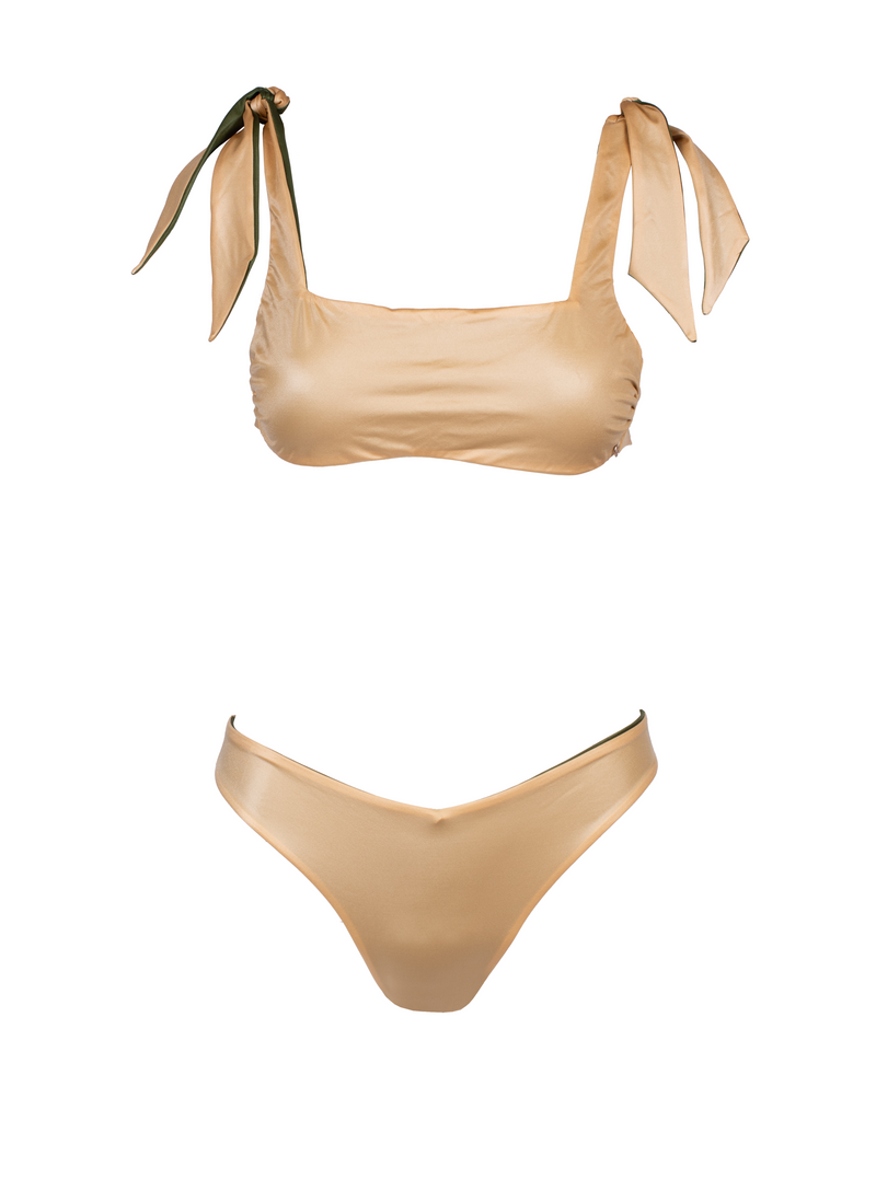 Sodalite Reversible Green/Gold V Cut Bikini Bottom