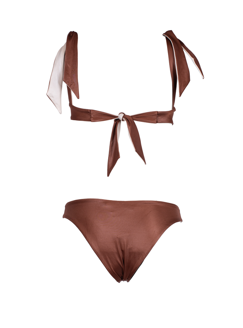 Sodalite Reversible Brown/Ivory V Cut Bikini Bottom