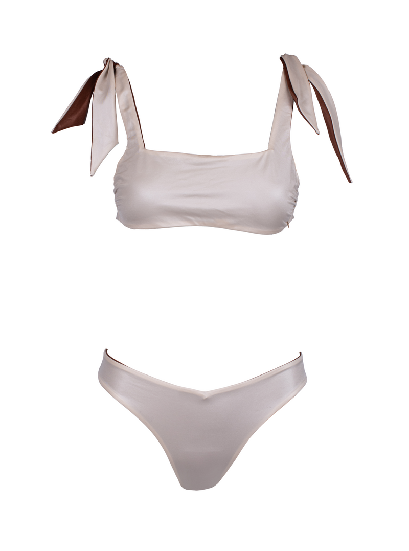 Sodalite Reversible Brown/Ivory V Cut Bikini Bottom