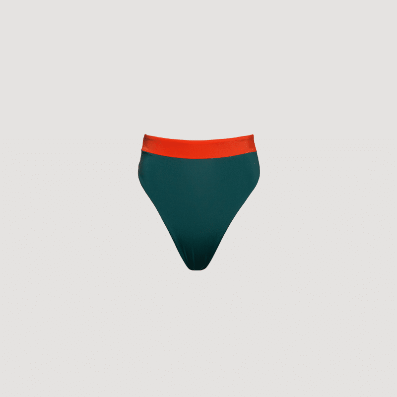 Saphir Dark Green/Coral Bikini Bottom