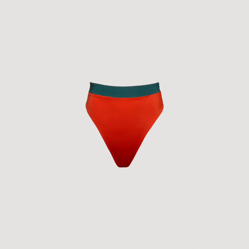 Saphir Dark Green/Coral Bikini Bottom