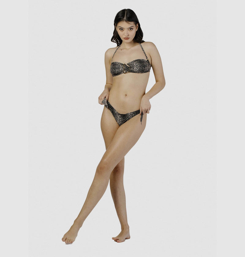 Hematite Leopard Bandeau Bikini Top