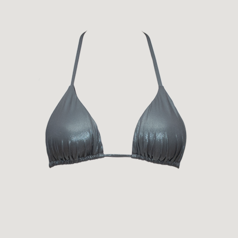 Jade Metal Grey Bikini Top