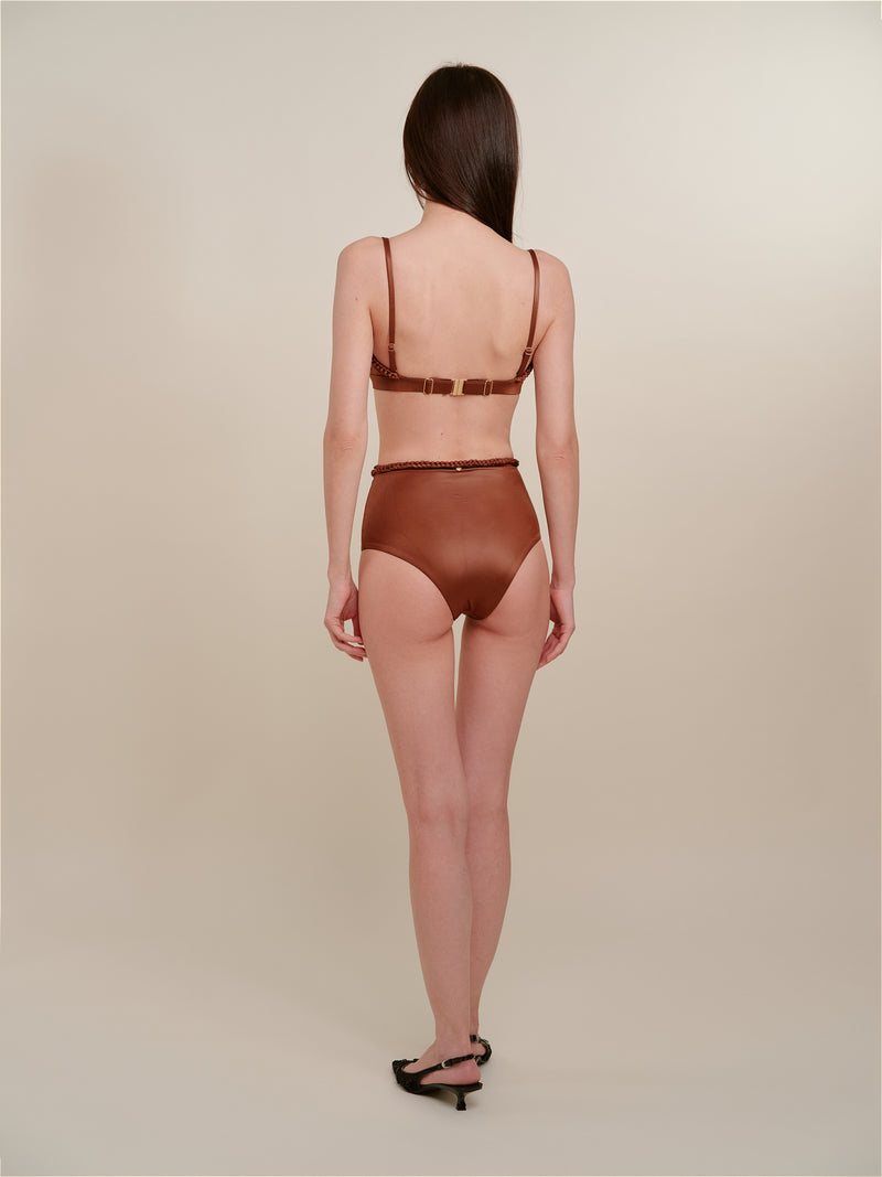 Zircon Brown High-Waisted Bikini Bottom