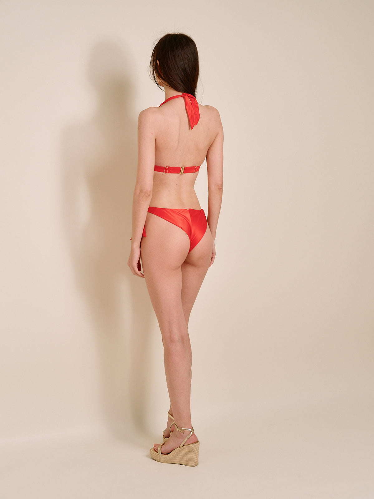 Emerald Red Side-Tie Bikini Bottom