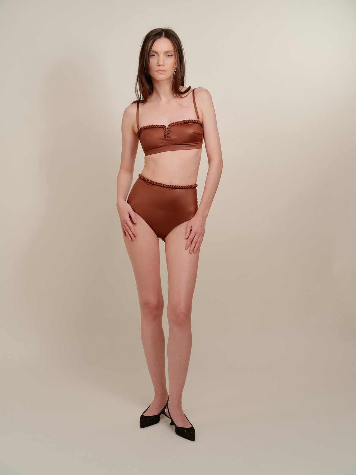 Zircon Brown High-Waisted Bikini Bottom