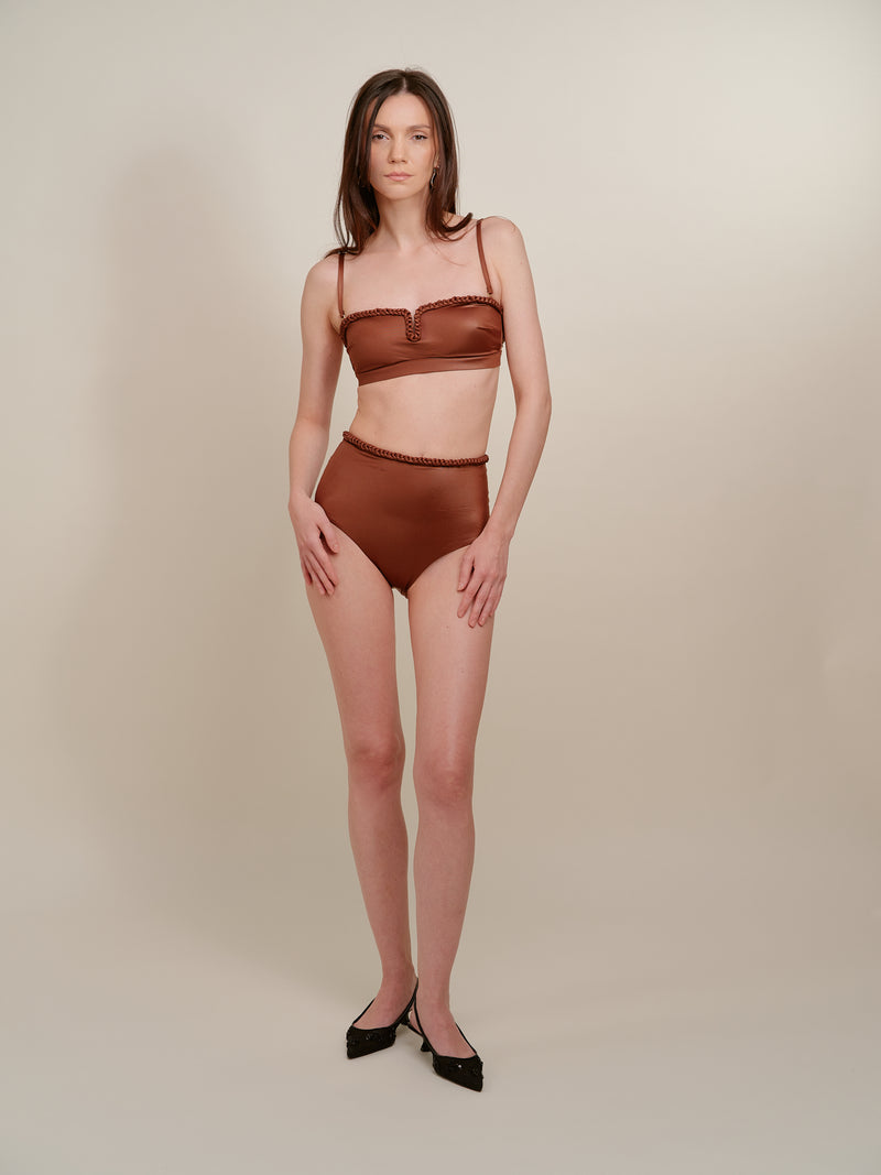 Zircon Brown High-Waisted Bikini Bottom