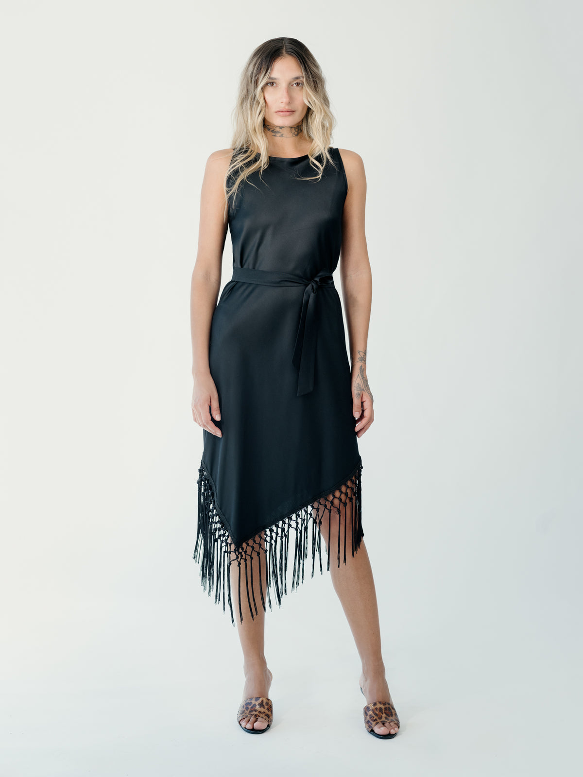 Venus Black Dress With Fringes