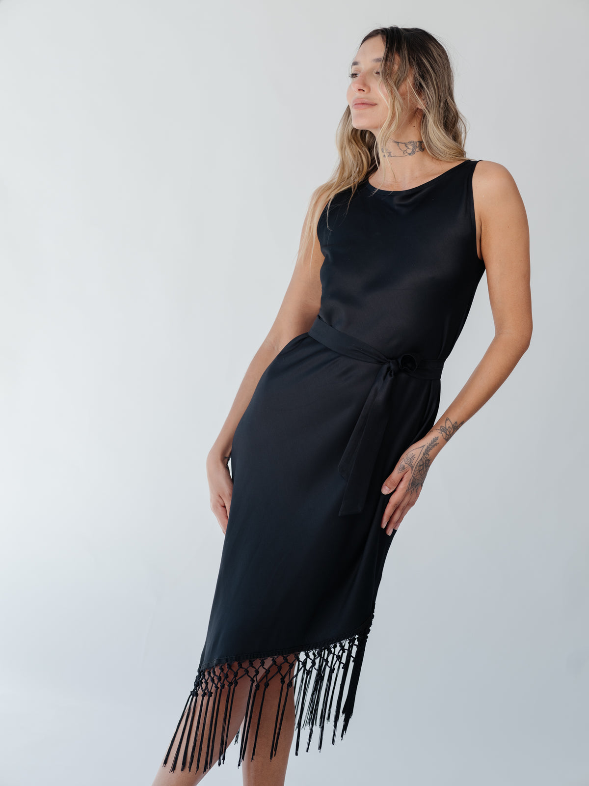 Venus Black Dress With Fringes