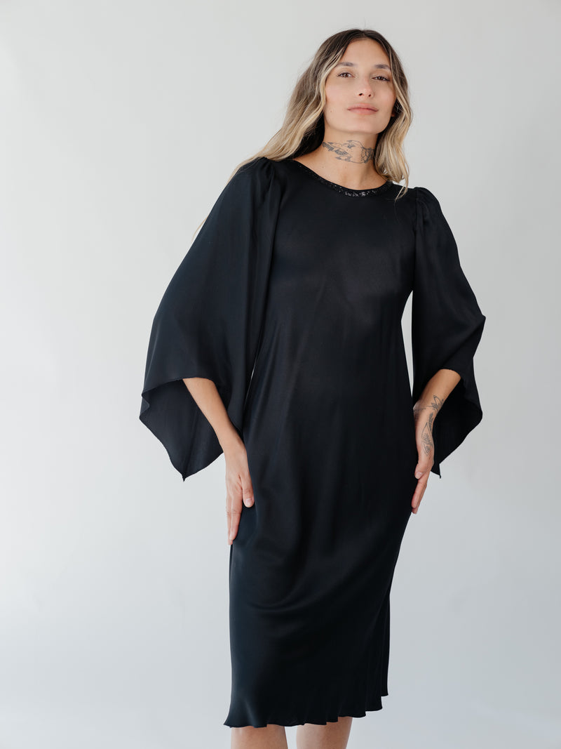 Sun Black Midi Dress With V-back