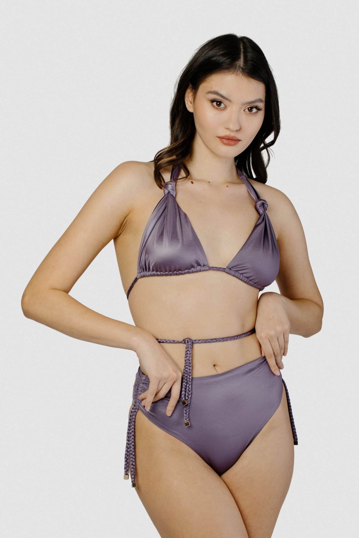 Amethyst Mauve V Neck Bikini Top