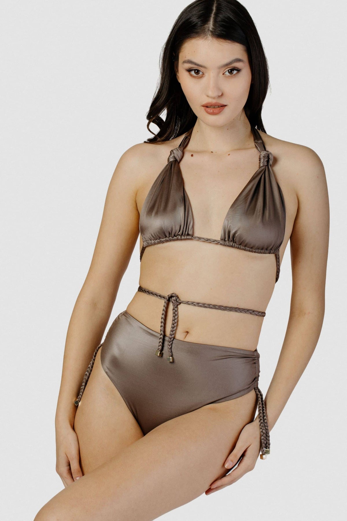 Amethyst Brown V Neck Bikini Top