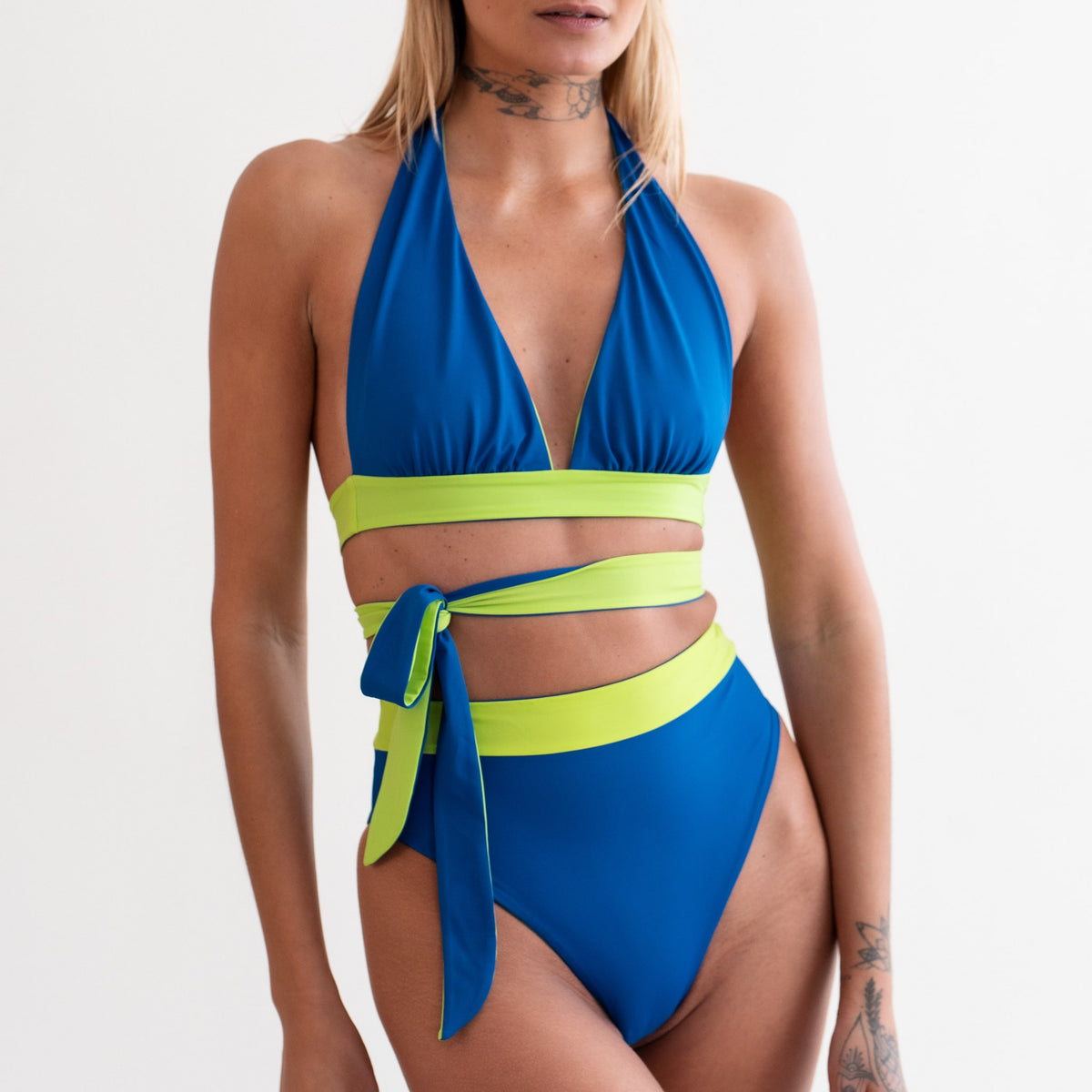 Saphir Royal Blue/Lime Green Bikini Top