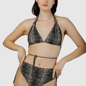 Amethyst Leopard V Neck Bikini Top